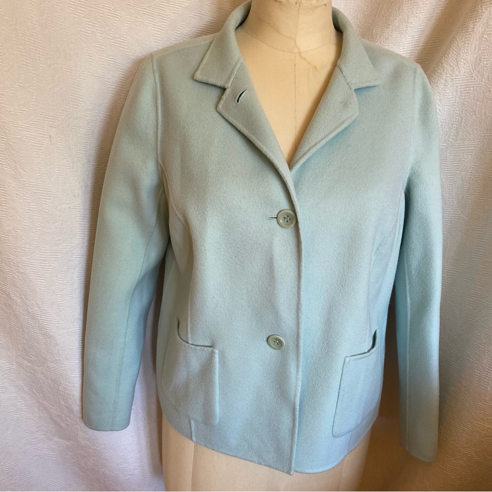 Talbots size 12 double faced wool pale aqua jacket.